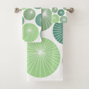1950s Green Pinwheels Bath Towel Set