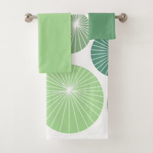 1950s Green Pinwheels Bath Towel Set