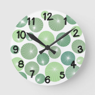 1950s Green Pinwheels  Round Clock