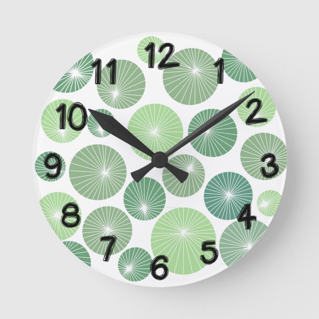 1950s Green Pinwheels  Round Clock (Front)