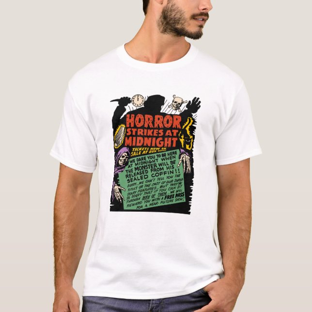1950s "Horror Strikes at Midnight" T-Shirt (Front)