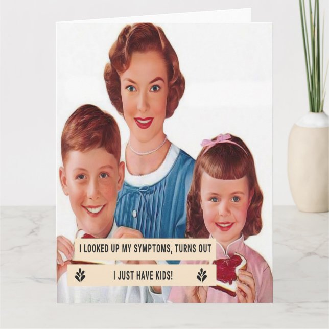 1950s Housewife Looks Up Symptoms Card (Front)