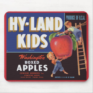 1950s Hyland Kids Washington Apples label print Mouse Pad