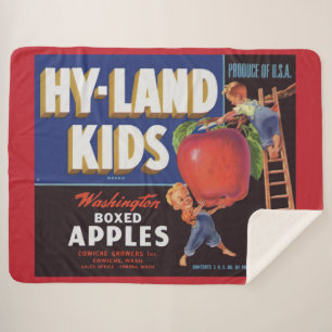 1950s Hyland Kids Washington Apples label print Sherpa Blanket
