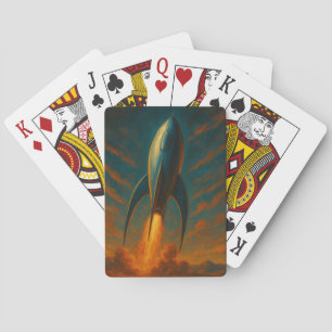 1950s inspired rocket ship playing cards