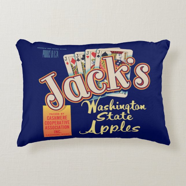 1950s Jack’s Washington State Apples crate label Accent Pillow (Front)