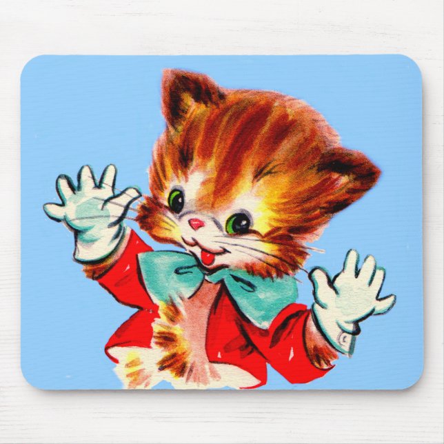1950s jazz hands kitten mouse pad (Front)