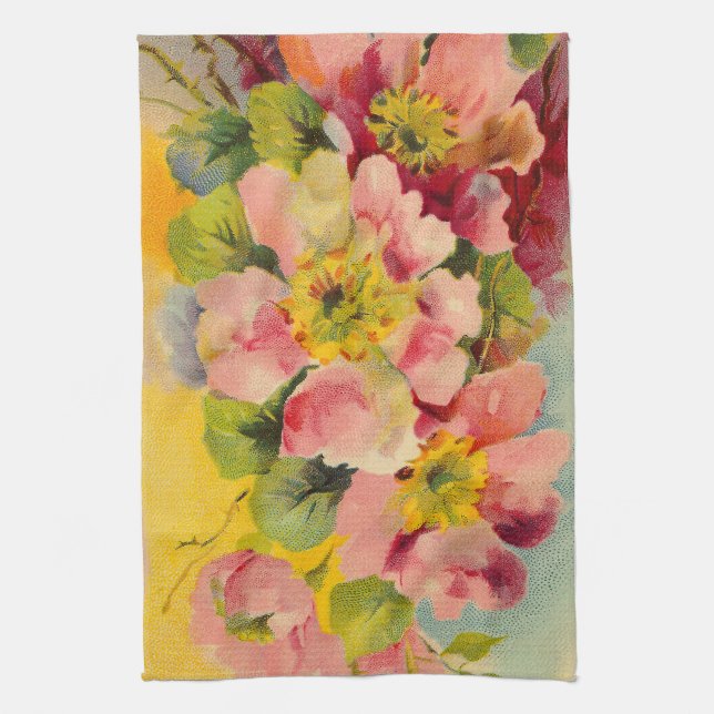 1950s Kitchen Vintage Retro Floral Towel (Vertical)