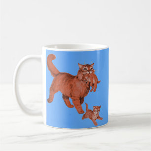 1950s kitty cat mama and little kittens coffee mug