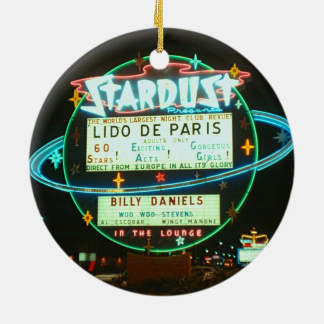 1950's Las Vegas Stardust Casino Neon Sign Ceramic Ornament (Back)