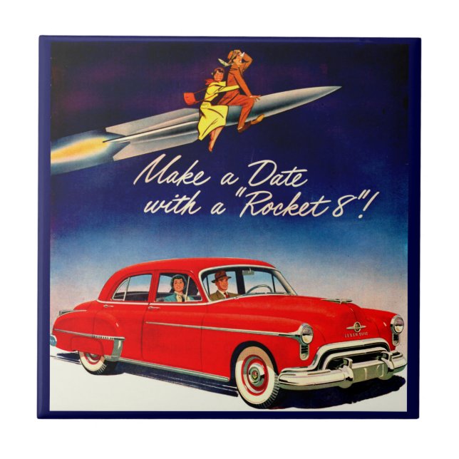 1950s Make a date with Rocket 8 Tile (Front)
