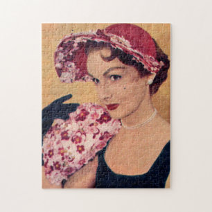 1950s Marjorie in her Spring floral hat Jigsaw Puzzle