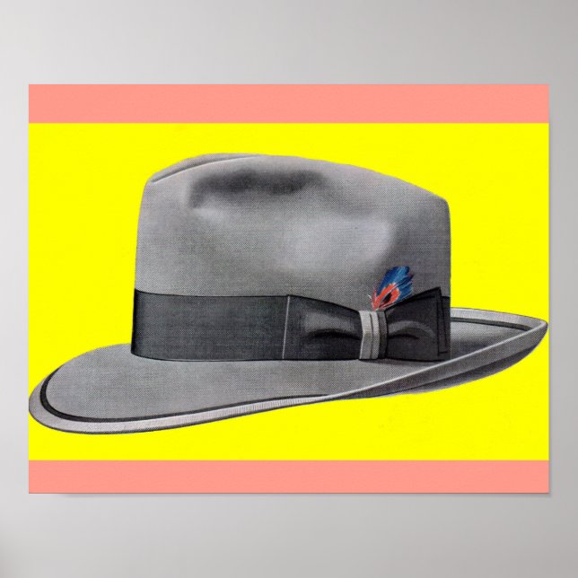 1950s mens fedora hat print (Front)