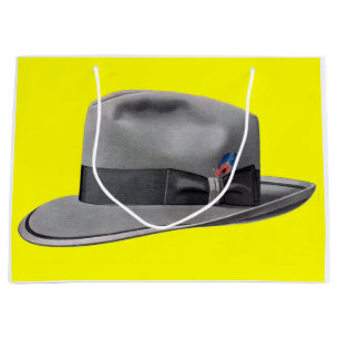 1950s mens fedora hat print large gift bag