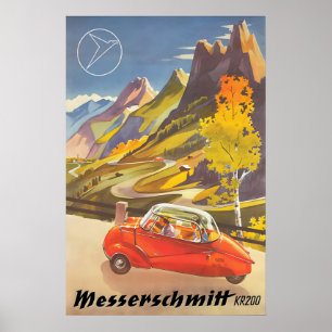 1950s Messerschmitt KR200 Car Poster Vintage