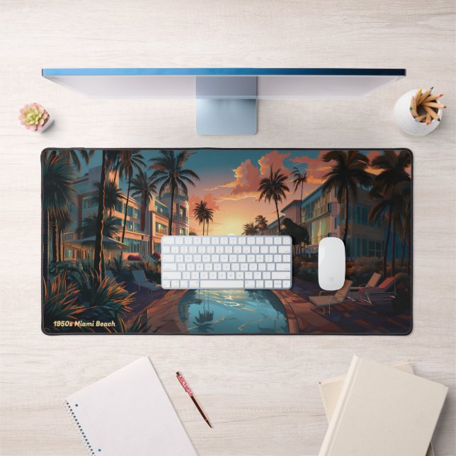 1950s Miami Beach art deco hotel at sunrise Desk Mat (Office 1)
