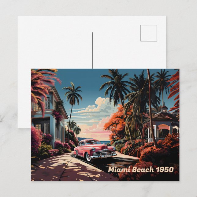1950s Miami Beach garden villa Holiday Postcard (Front/Back)