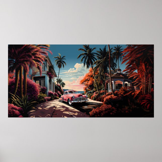 1950s Miami Beach garden villa Poster (Front)