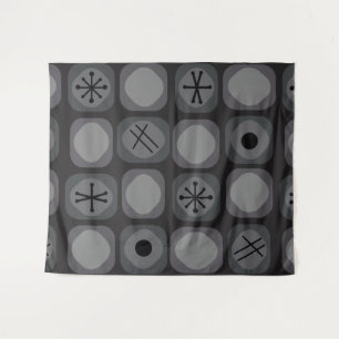 1950s Mod Art Soft Cubes Black Tapestry