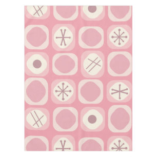 1950s Mod Art Soft Cubes Pink Vanilla Tablecloth
