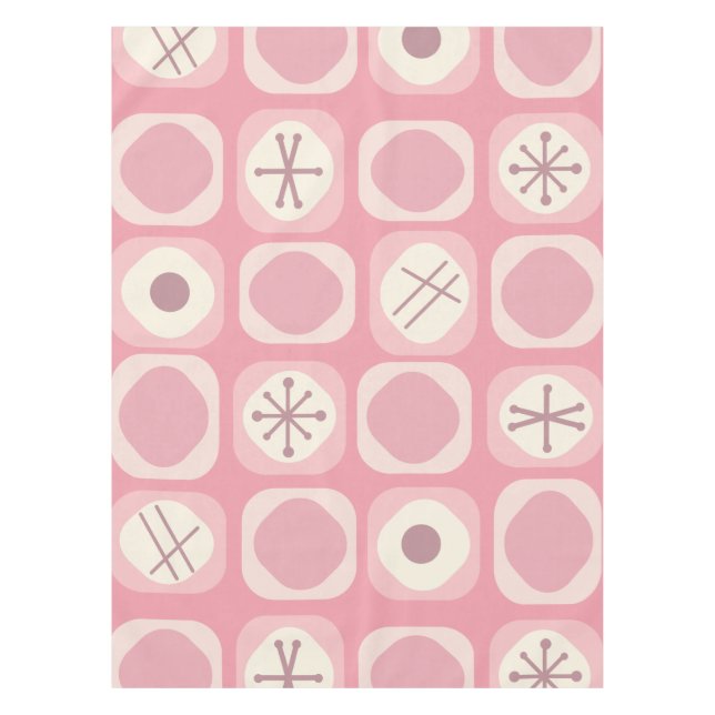 1950s Mod Art Soft Cubes Pink Vanilla Tablecloth (Front)
