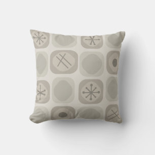 1950s Mod Art Soft Cubes Taupe Throw Pillow