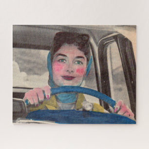 1950s Mom at the wheel Jigsaw Puzzle