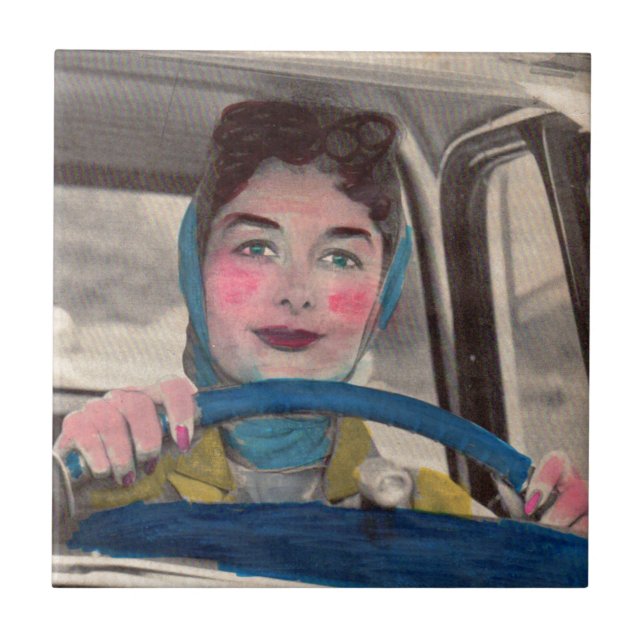 1950s Mom at the wheel Tile (Front)