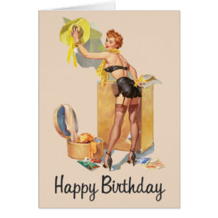 1950s Pin-Up Girl Senior Citizen Birthday Card