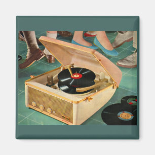 1950s portable record player ad magnet