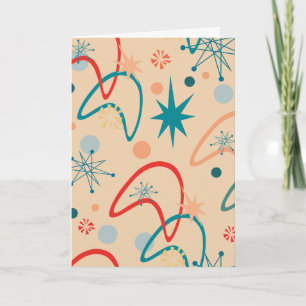 1950s Retro Atomic Pattern Blank Note Card
