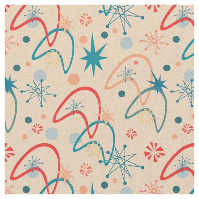 1950s Retro Atomic Pattern Fabric (Close Up)