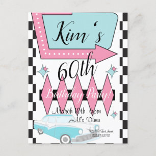 1950's Retro Birthday, Any Age, Postcard