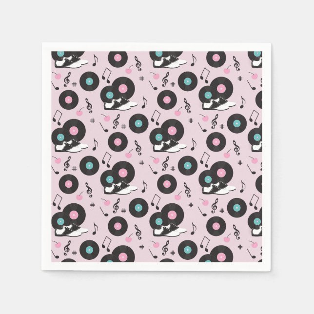 1950s Retro Diner Birthday Napkins – Sock Hop Rock (Front)