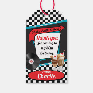 1950's Retro Diner Birthday Party Red Teal Favour Gift Tags