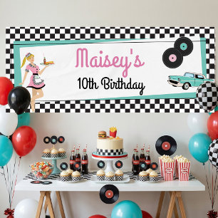 1950s Retro Diner Theme Birthday Party Banner