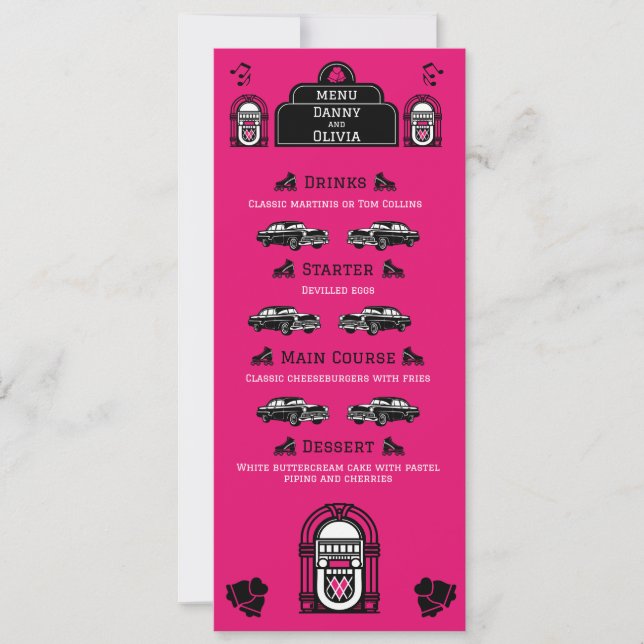 1950s Retro Diner Wedding Menu Invitation (Front)