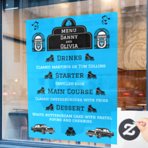 1950s Retro Diner Wedding Menu Window Cling