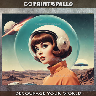 1950s Retro Futurism woman with Plexiglas helmet Tissue Paper