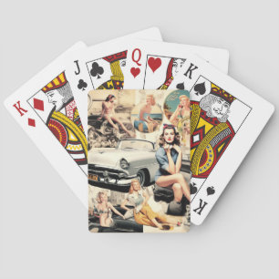 1950S Retro Girls Collage Playing Cards