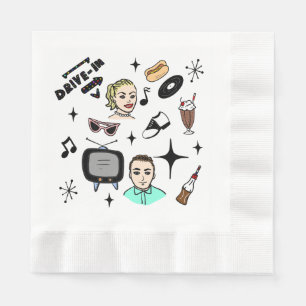 1950's Retro Graphics Nostalgic Birthday    Napkin