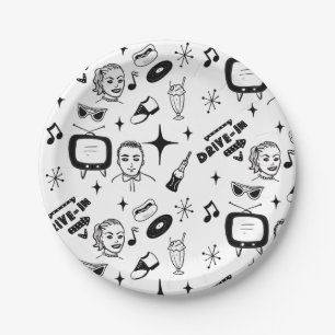 1950's Retro Graphics Nostalgic Birthday  Paper Plate