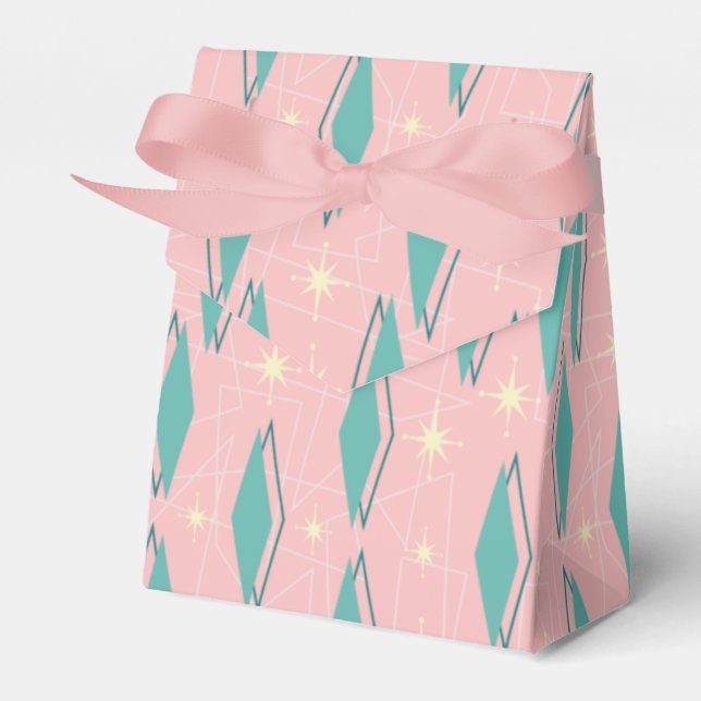 1950s Retro in Teal on Pink Favor Box (Front Side)