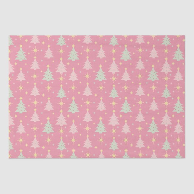 1950s Retro Pink and Green Christmas Tissue Paper (Front)