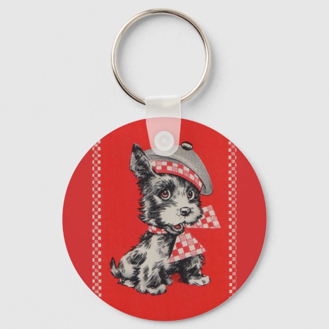 1950s Scottie dog in red Keychain (Front)