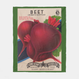 1950s seed packet beets print fleece blanket