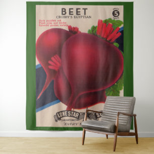 1950s seed packet beets print tapestry