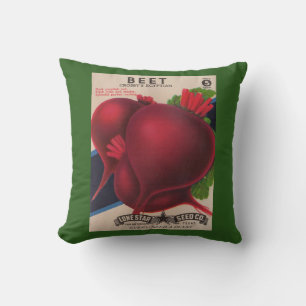 1950s seed packet beets print throw pillow