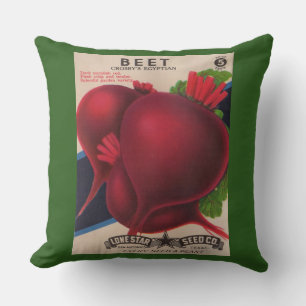 1950s seed packet beets print throw pillow