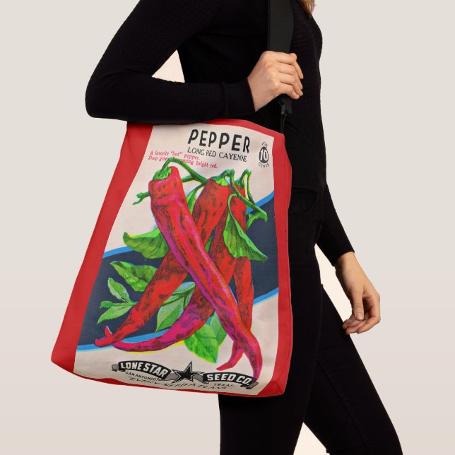 1950s seed packet cayenne pepper print crossbody bag (Close Up)